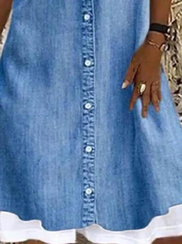 Casual Sleeveless Retro Stitching Mini Dress - Mini Dresses - INS | Online Fashion Free Shipping Clothing, Dresses, Tops, Shoes - 03/06/2021 - Color_Blue - Color_Gray