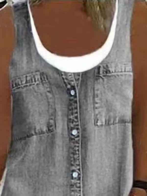 Casual Sleeveless Retro Stitching Mini Dress - Mini Dresses - INS | Online Fashion Free Shipping Clothing, Dresses, Tops, Shoes - 03/06/2021 - Color_Blue - Color_Gray