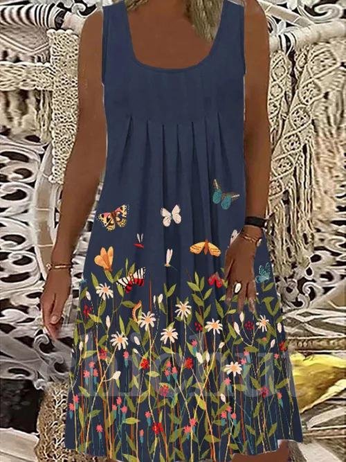 Casual Sleeveless U-neck Suspender Dress - Mini Dresses - INS | Online Fashion Free Shipping Clothing, Dresses, Tops, Shoes - 10/06/2021 - Color_Blue - Color_Brown