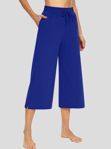 Casual Solid 3/4 Long Wide-leg Pants - Pants - INS | Online Fashion Free Shipping Clothing, Dresses, Tops, Shoes - 05/07/2021 - 10-20 - Bottoms