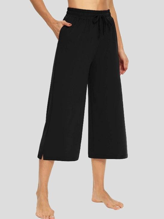 Casual Solid 3/4 Long Wide-leg Pants - Pants - INS | Online Fashion Free Shipping Clothing, Dresses, Tops, Shoes - 05/07/2021 - 10-20 - Bottoms