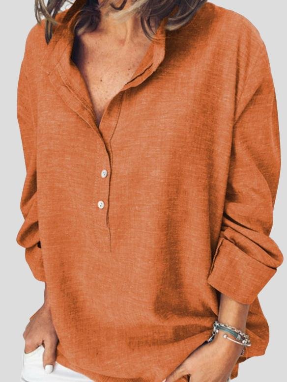 Casual Solid Button Long Sleeve Blouses - Blouses - INS | Online Fashion Free Shipping Clothing, Dresses, Tops, Shoes - 08/07/2021 - 10-20 - BLO2107081174