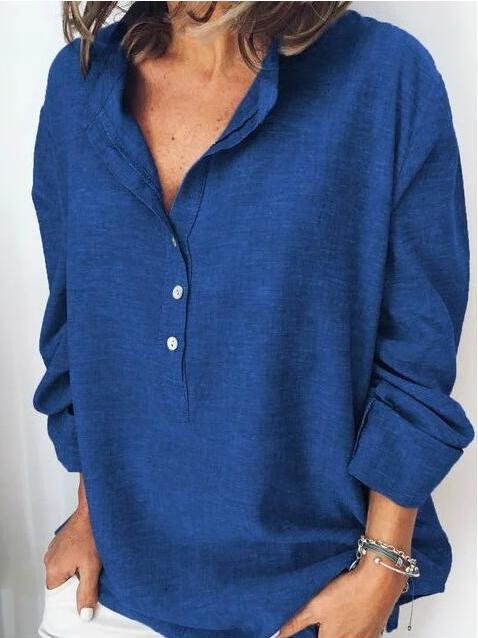 Casual Solid Button Long Sleeve Blouses - Blouses - INS | Online Fashion Free Shipping Clothing, Dresses, Tops, Shoes - 08/07/2021 - 10-20 - BLO2107081174