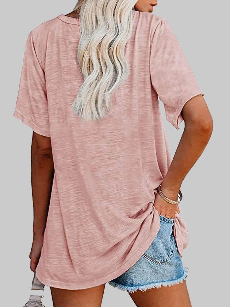 Casual Solid Color Mid-sleeved T-shirt - T-shirts - INS | Online Fashion Free Shipping Clothing, Dresses, Tops, Shoes - 03/06/2021 - Color_Black - Color_Blue