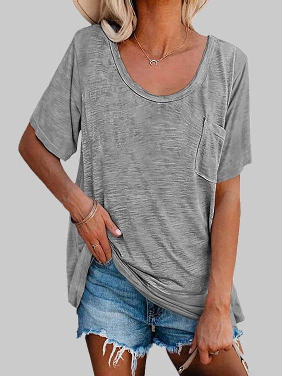 Casual Solid Color Mid-sleeved T-shirt - T-shirts - INS | Online Fashion Free Shipping Clothing, Dresses, Tops, Shoes - 03/06/2021 - Color_Black - Color_Blue