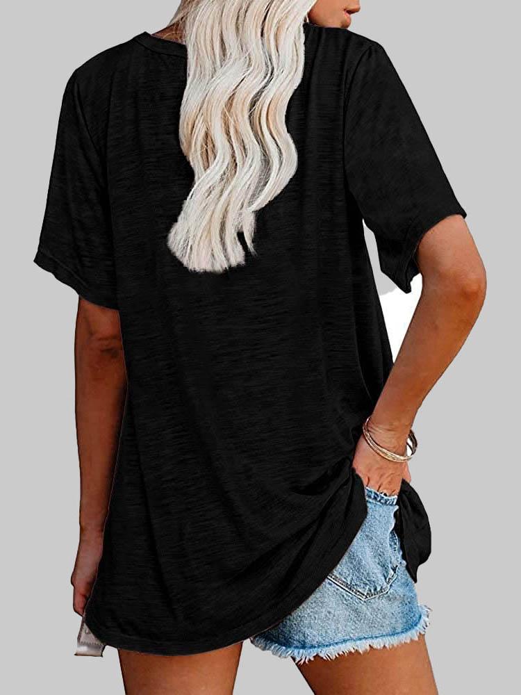 Casual Solid Color Mid-sleeved T-shirt - T-shirts - INS | Online Fashion Free Shipping Clothing, Dresses, Tops, Shoes - 03/06/2021 - Color_Black - Color_Blue