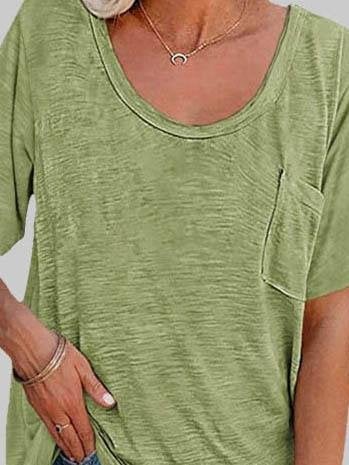 Casual Solid Color Mid-sleeved T-shirt - T-shirts - INS | Online Fashion Free Shipping Clothing, Dresses, Tops, Shoes - 03/06/2021 - Color_Black - Color_Blue