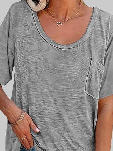 Casual Solid Color Mid-sleeved T-shirt - T-shirts - INS | Online Fashion Free Shipping Clothing, Dresses, Tops, Shoes - 03/06/2021 - Color_Black - Color_Blue