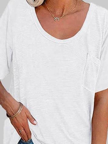 Casual Solid Color Mid-sleeved T-shirt - T-shirts - INS | Online Fashion Free Shipping Clothing, Dresses, Tops, Shoes - 03/06/2021 - Color_Black - Color_Blue