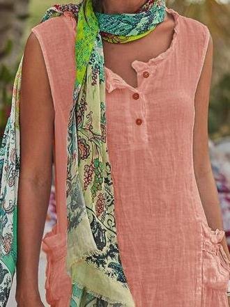 Casual Solid Color Sleeveless Button Dress - Mini Dresses - INS | Online Fashion Free Shipping Clothing, Dresses, Tops, Shoes - 31/05/2021 - Color_Pink - Color_Yellow