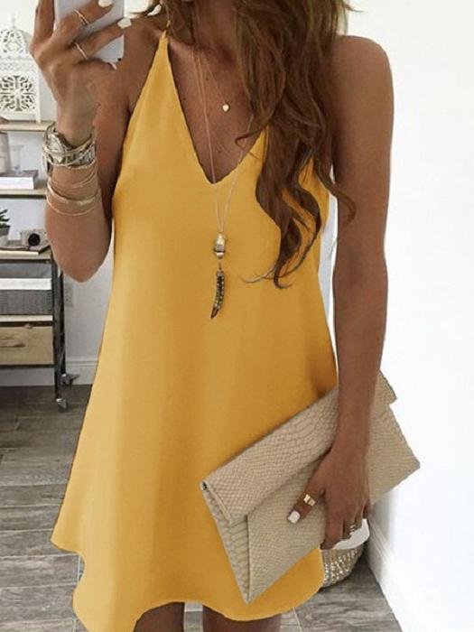 Casual Solid Color Sleeveless Suspender Mini Skirt - Mini Dresses - INS | Online Fashion Free Shipping Clothing, Dresses, Tops, Shoes - 01/06/2021 - Color_Black - Color_Blue