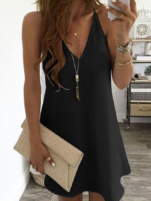 Casual Solid Color Sleeveless Suspender Mini Skirt - Mini Dresses - INS | Online Fashion Free Shipping Clothing, Dresses, Tops, Shoes - 01/06/2021 - Color_Black - Color_Blue