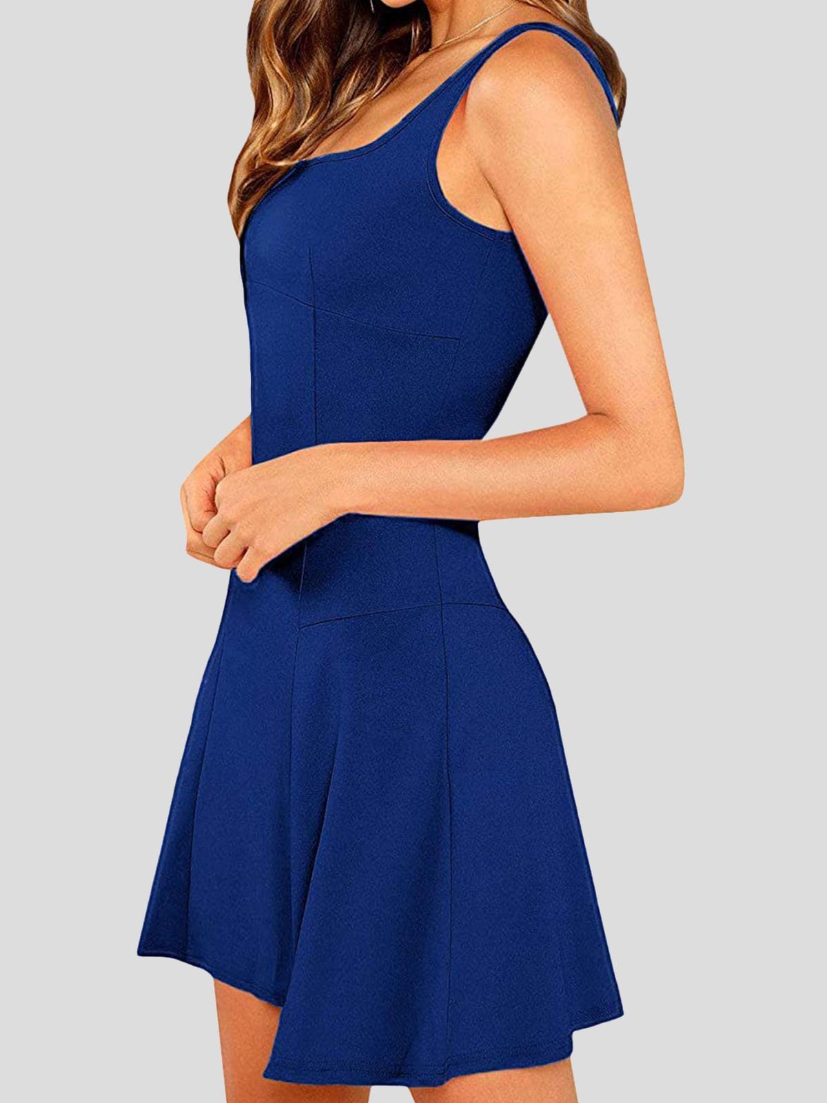 Casual Solid Square Neck Suspender Dress - Mini Dresses - INS | Online Fashion Free Shipping Clothing, Dresses, Tops, Shoes - 20-30 - 23/07/2021 - color-black