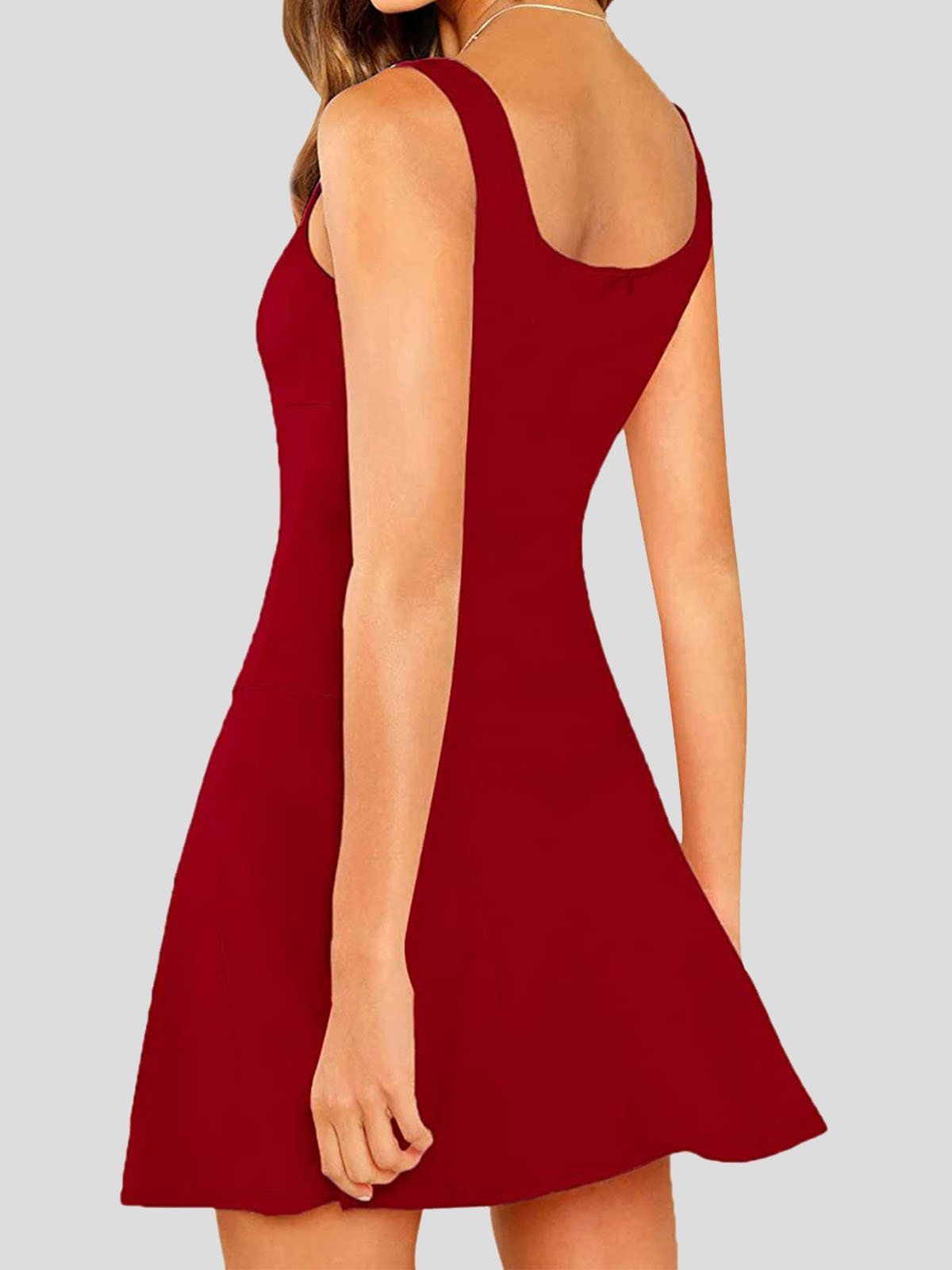 Casual Solid Square Neck Suspender Dress - Mini Dresses - INS | Online Fashion Free Shipping Clothing, Dresses, Tops, Shoes - 20-30 - 23/07/2021 - color-black