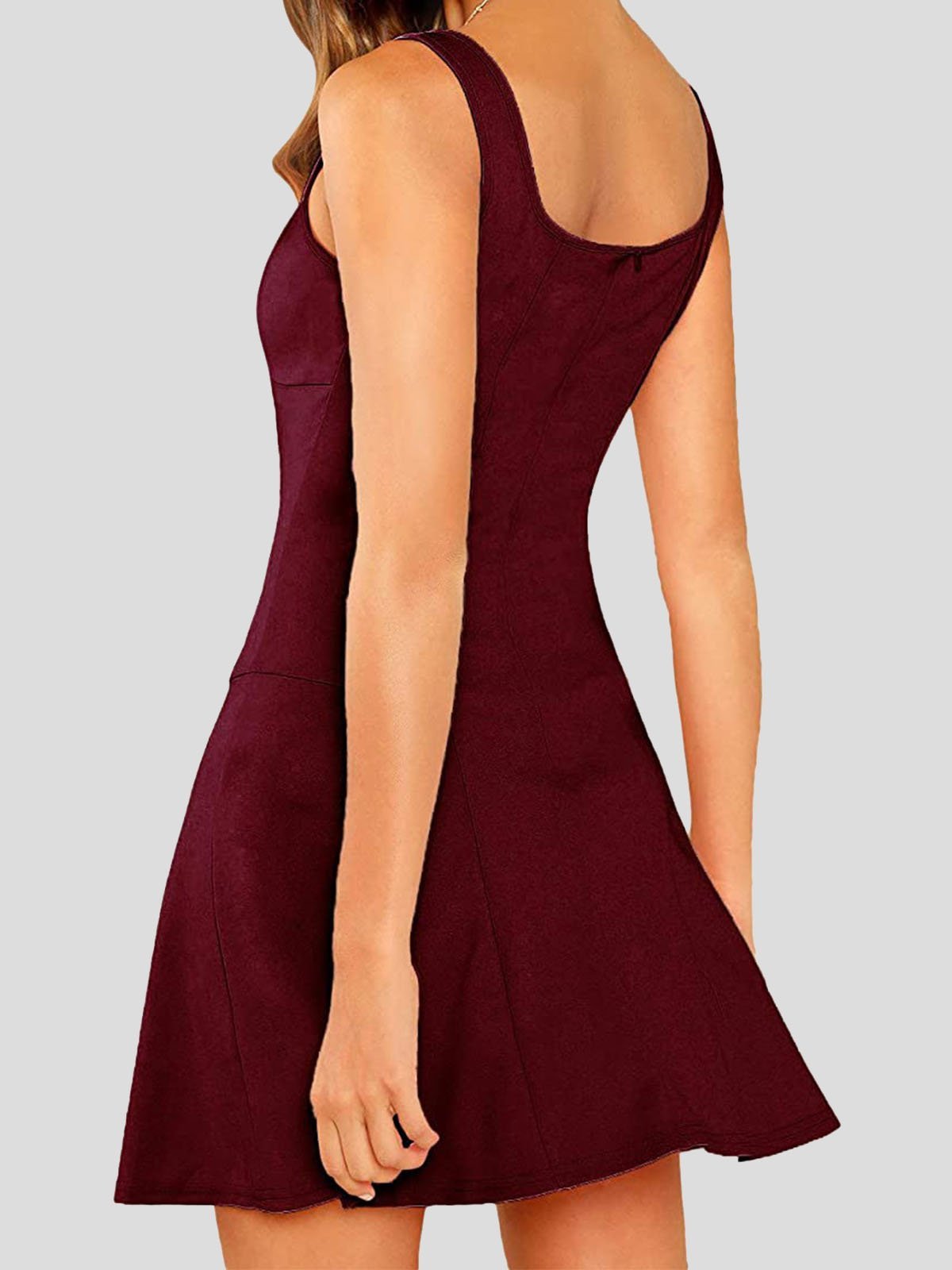 Casual Solid Square Neck Suspender Dress - Mini Dresses - INS | Online Fashion Free Shipping Clothing, Dresses, Tops, Shoes - 20-30 - 23/07/2021 - color-black