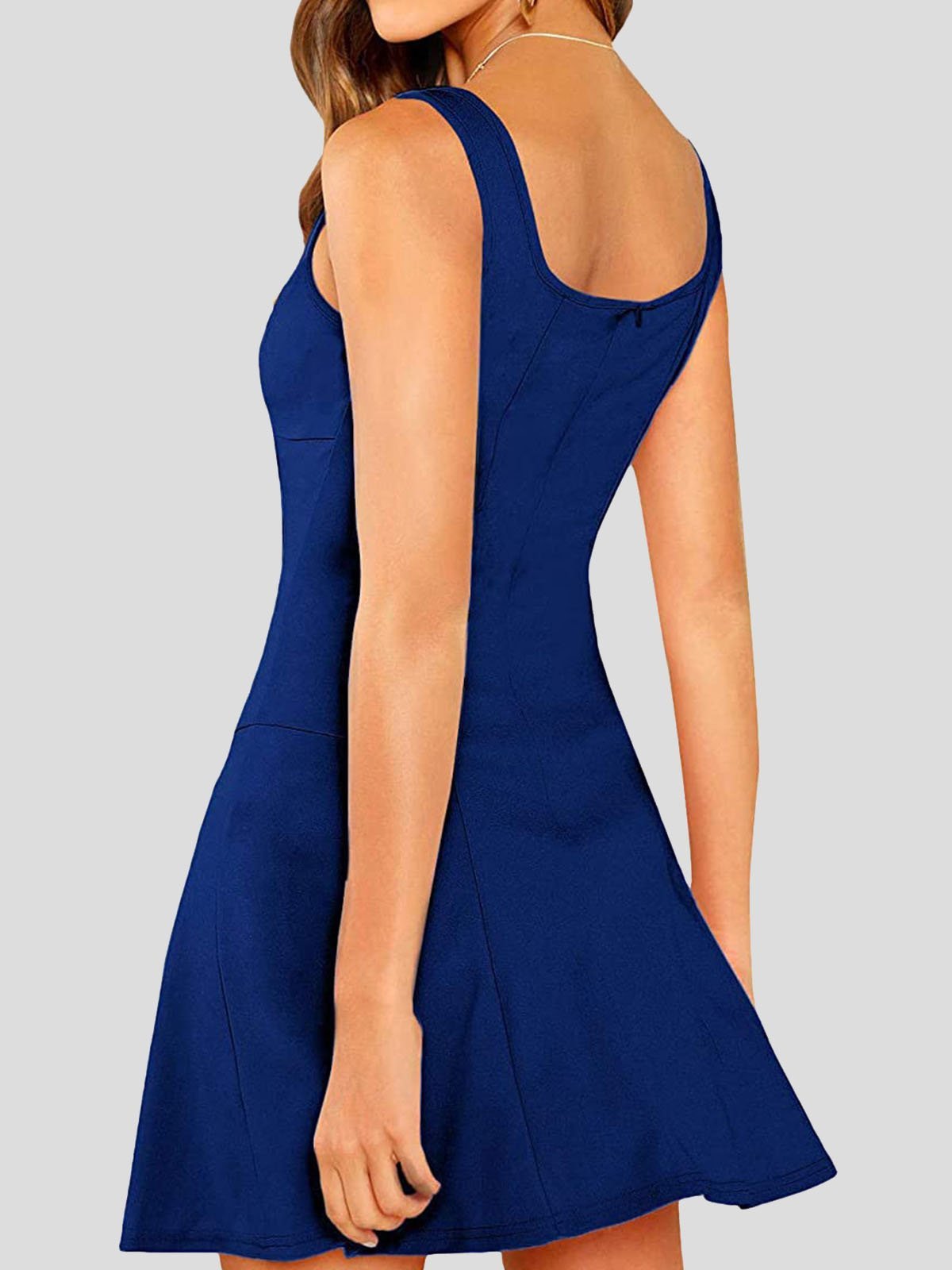 Casual Solid Square Neck Suspender Dress - Mini Dresses - INS | Online Fashion Free Shipping Clothing, Dresses, Tops, Shoes - 20-30 - 23/07/2021 - color-black