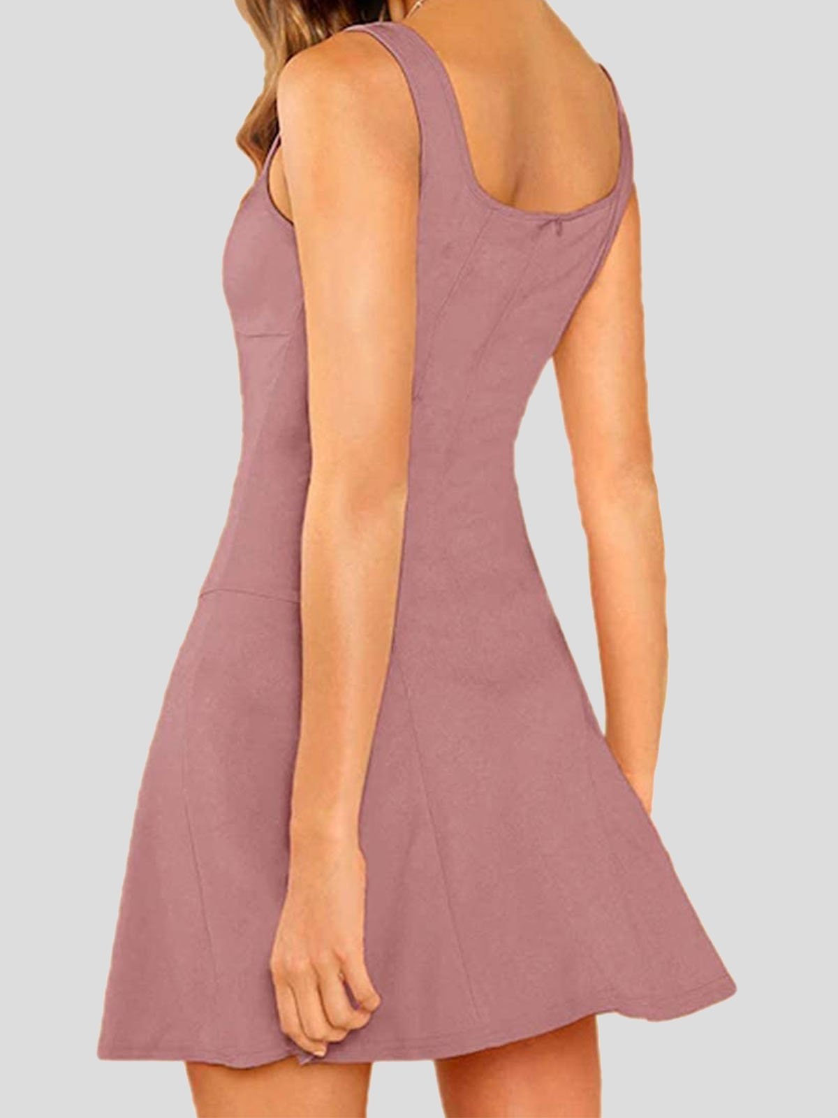 Casual Solid Square Neck Suspender Dress - Mini Dresses - INS | Online Fashion Free Shipping Clothing, Dresses, Tops, Shoes - 20-30 - 23/07/2021 - color-black