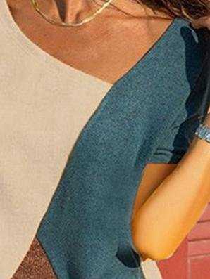 Casual Stitching Contrast Short Sleeve T-shirt - T-shirts - INS | Online Fashion Free Shipping Clothing, Dresses, Tops, Shoes - 01/06/2021 - Color_Blue - Color_Red