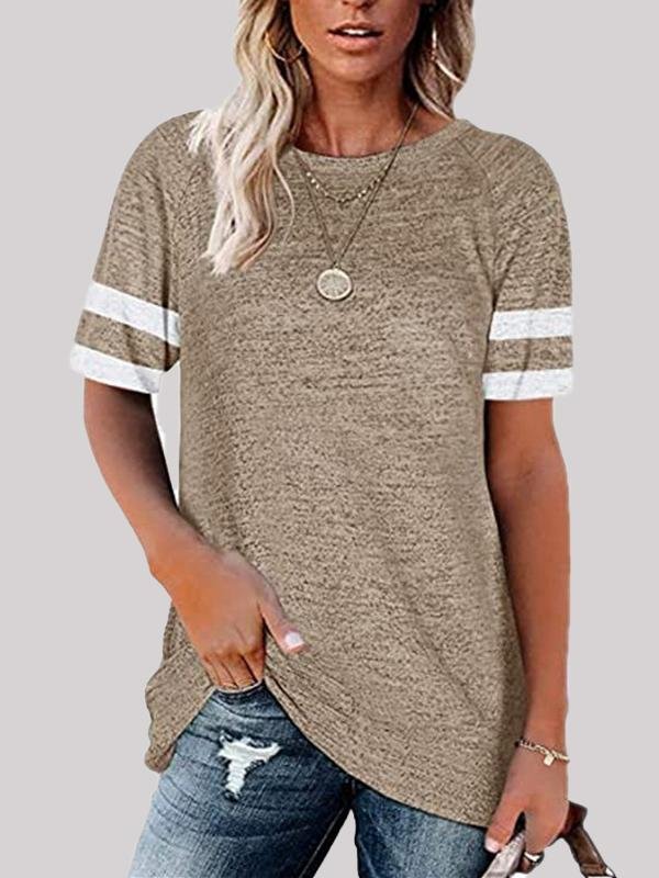 Casual Stitching Round Neck T-shirt - T-Shirt - INS | Online Fashion Free Shipping Clothing, Dresses, Tops, Shoes - 02/06/2021 - Color_Black - Color_Gray