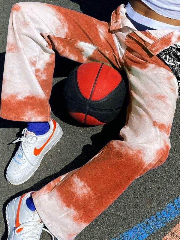 Casual Street Shot High-waisted Straight Tie-dye Pants - Pants - INS | Online Fashion Free Shipping Clothing, Dresses, Tops, Shoes - 12/05/2021 - 120521 - Category_Pants
