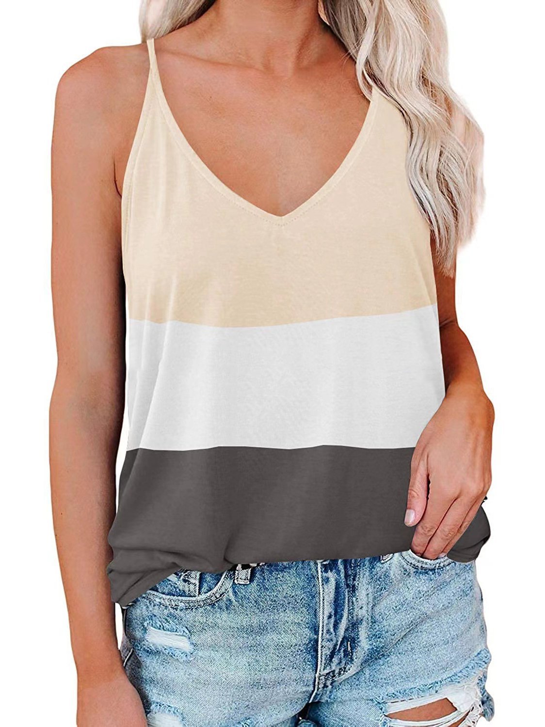 Casual Striped Sleeveless Tank Tops - Tank Tops - INS | Online Fashion Free Shipping Clothing, Dresses, Tops, Shoes - 18/05/2021 - Color_Apricot - Color_Black