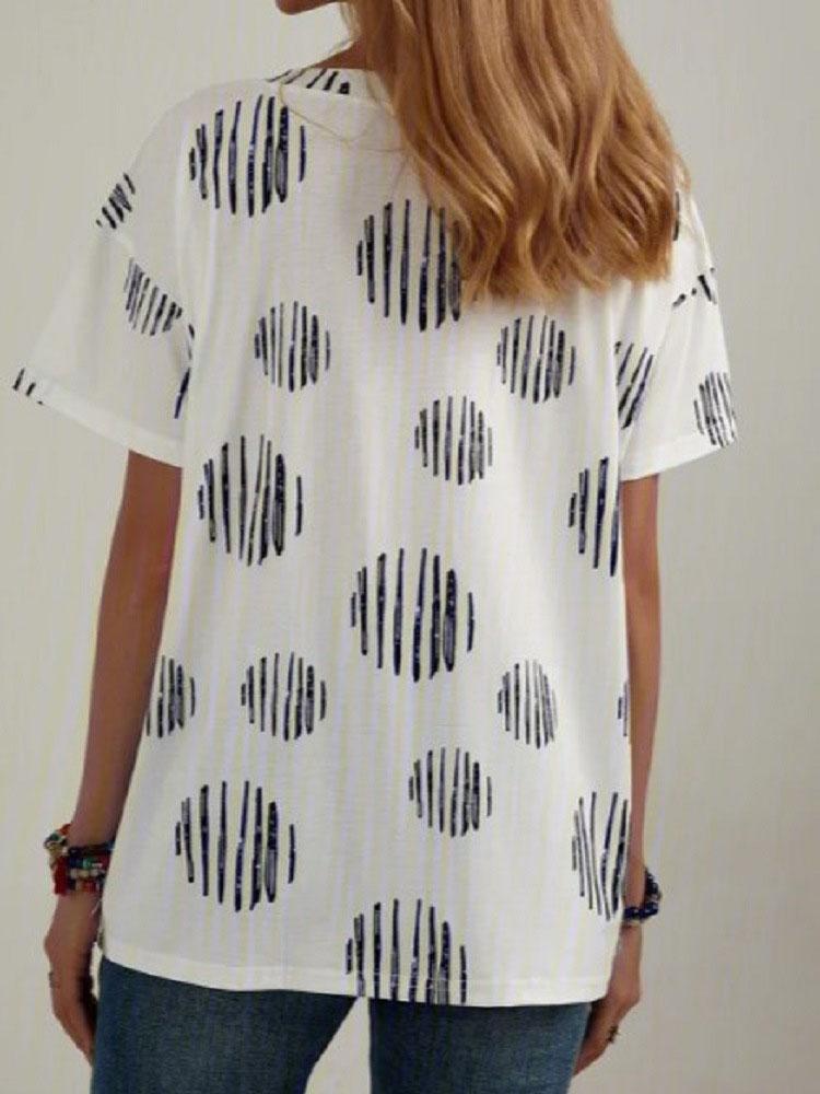 Casual V-neck Loose Plus Size Short-sleeved T-shirt - T-shirts - INS | Online Fashion Free Shipping Clothing, Dresses, Tops, Shoes - 10-20 - 12/07/2021 - color-white