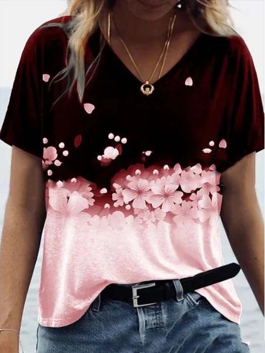 Casual V-neck Short Sleeve Pullover Top - T-shirts - INS | Online Fashion Free Shipping Clothing, Dresses, Tops, Shoes - 10-20 - 21/06/2021 - color-black