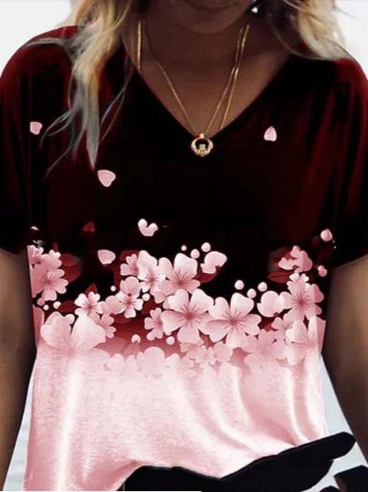 Casual V-neck Short Sleeve Pullover Top - T-shirts - INS | Online Fashion Free Shipping Clothing, Dresses, Tops, Shoes - 10-20 - 21/06/2021 - color-black