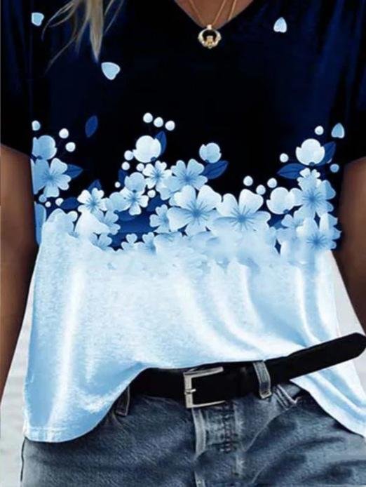 Casual V-neck Short Sleeve Pullover Top - T-shirts - INS | Online Fashion Free Shipping Clothing, Dresses, Tops, Shoes - 10-20 - 21/06/2021 - color-black