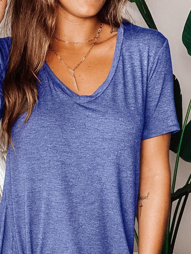 Casual V-Neck Short Sleeve Twisted Hem Dress - Mini Dresses - INS | Online Fashion Free Shipping Clothing, Dresses, Tops, Shoes - 06/07/2021 - 20-30 - Category_Mini Dresses