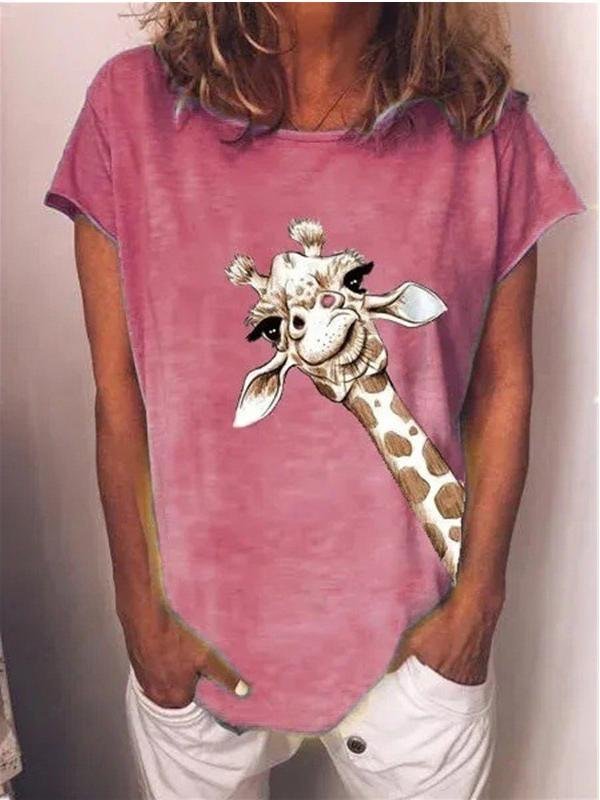 Chic Giraffe Print Short-sleeved T-shirt - T-shirts - INS | Online Fashion Free Shipping Clothing, Dresses, Tops, Shoes - 13/05/2021 - 13052021 - 130521