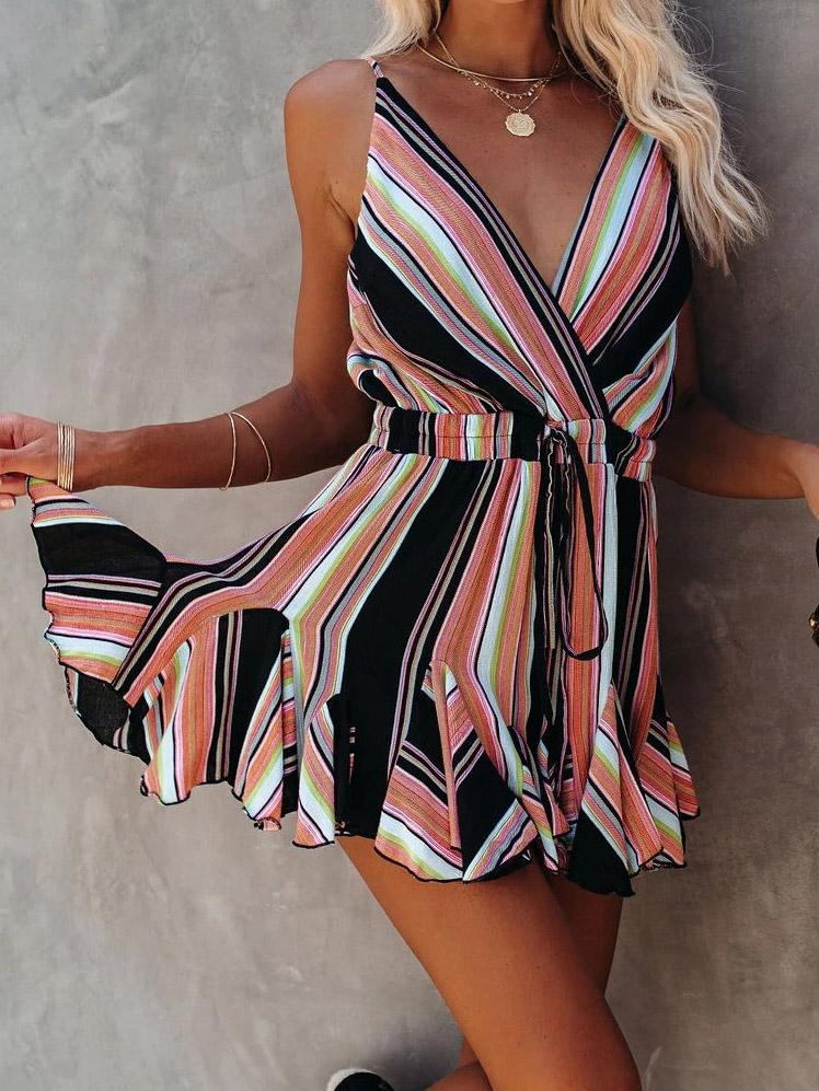 Chiffon Print Sleeveless Ruffle Dress - Mini Dresses - INS | Online Fashion Free Shipping Clothing, Dresses, Tops, Shoes - 23/07/2021 - 30-40 - Category_Mini Dresses