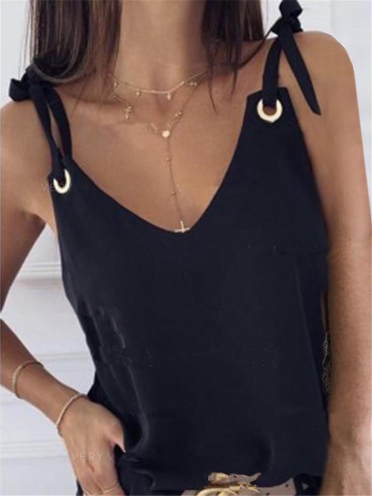 Chiffon Sling V-Neck Corns Vest Top - Tank Tops - INS | Online Fashion Free Shipping Clothing, Dresses, Tops, Shoes - 10-20 - 21/06/2021 - Category_Tank Tops