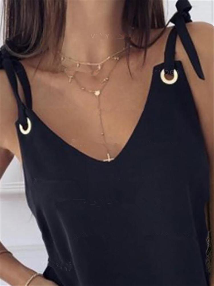 Chiffon Sling V-Neck Corns Vest Top - Tank Tops - INS | Online Fashion Free Shipping Clothing, Dresses, Tops, Shoes - 10-20 - 21/06/2021 - Category_Tank Tops