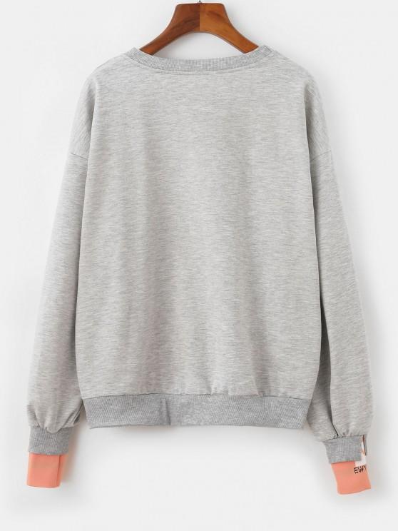 Chinoiserie Peking Opera Graphic Marled Sweatshirt - INS | Online Fashion Free Shipping Clothing, Dresses, Tops, Shoes