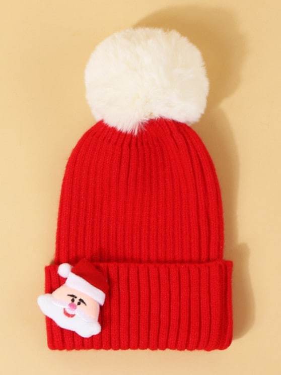 Christmas Santa Pattern Pom Pom Hat - INS | Online Fashion Free Shipping Clothing, Dresses, Tops, Shoes