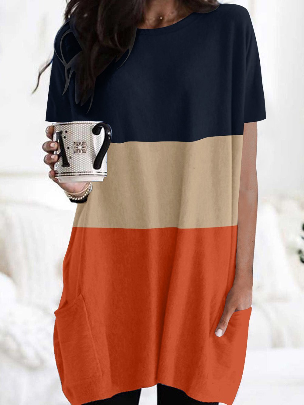 Color-block Pocket Short Sleeve Skirt - Mini Dresses - INS | Online Fashion Free Shipping Clothing, Dresses, Tops, Shoes - 10-20 - 22/06/2021 - color-black