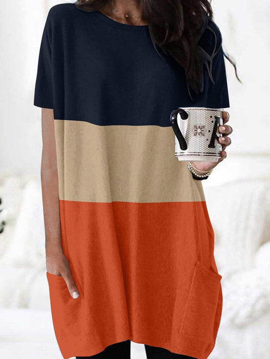 Color-block Pocket Short Sleeve Skirt - Mini Dresses - INS | Online Fashion Free Shipping Clothing, Dresses, Tops, Shoes - 10-20 - 22/06/2021 - color-black