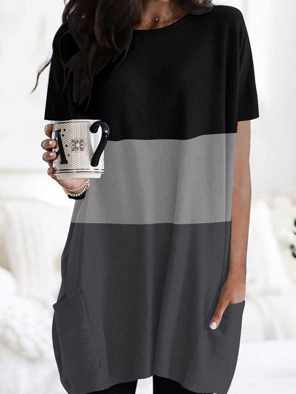 Color-block Pocket Short Sleeve Skirt - Mini Dresses - INS | Online Fashion Free Shipping Clothing, Dresses, Tops, Shoes - 10-20 - 22/06/2021 - color-black