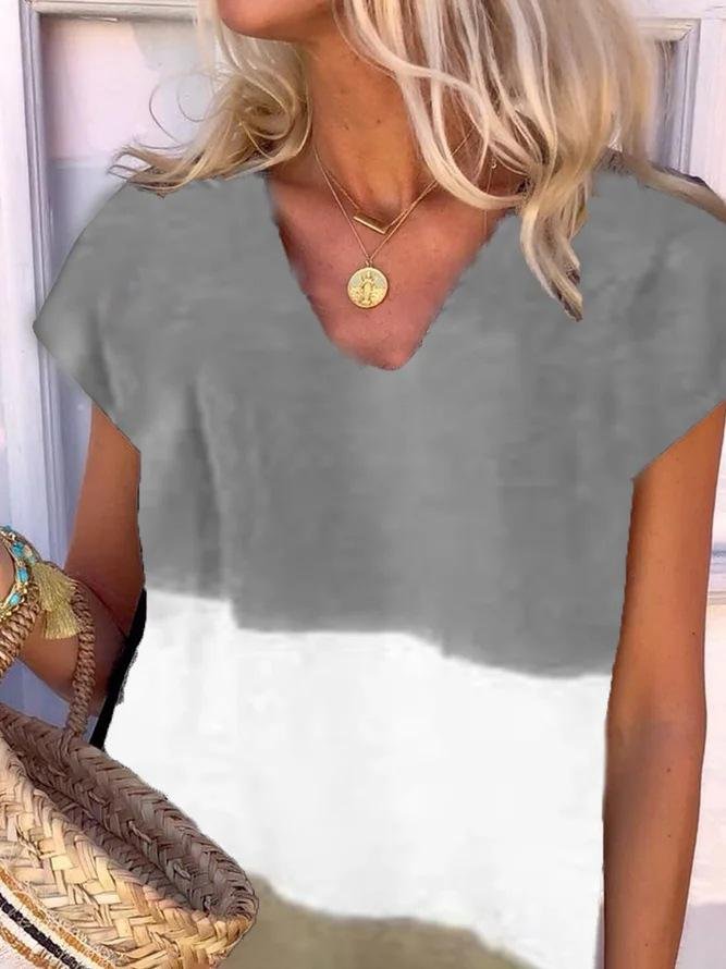 Color Block V Neck Short Sleeve Dress - Mini Dresses - INS | Online Fashion Free Shipping Clothing, Dresses, Tops, Shoes - 06/07/2021 - 10-20 - color-black