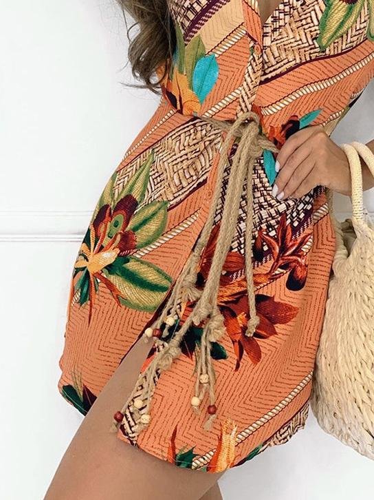 Color Print Shirt Dress With Belt - Mini Dresses - INS | Online Fashion Free Shipping Clothing, Dresses, Tops, Shoes - 09/06/2021 - Category_Mini Dresses - DRE2106090221