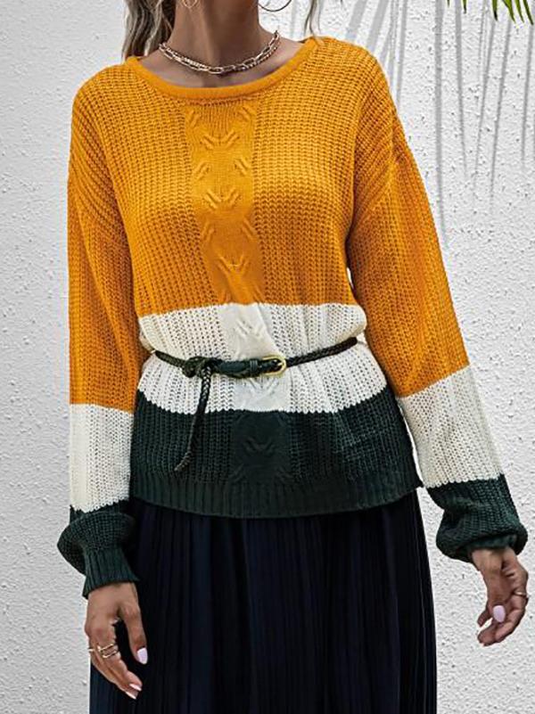 Colorblock Chunky Sweater - Yellow - INS | Online Fashion Free Shipping Clothing, Dresses, Tops, Shoes - 02/08/2021 - Autumn - Casual
