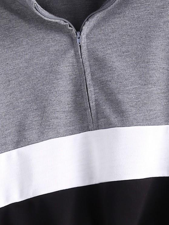 Colorblock Half Zip Toggle Drawstring Sweatshirt - INS | Online Fashion Free Shipping Clothing, Dresses, Tops, Shoes