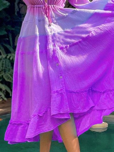 Colorblock Long Sleeve Deep V Midi Dress - Midi Dresses - INS | Online Fashion Free Shipping Clothing, Dresses, Tops, Shoes - 16/06/2021 - 40-50 - Category_Midi Dresses