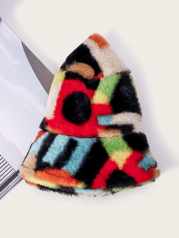 Colorblock Plush Bucket Hat - INS | Online Fashion Free Shipping Clothing, Dresses, Tops, Shoes