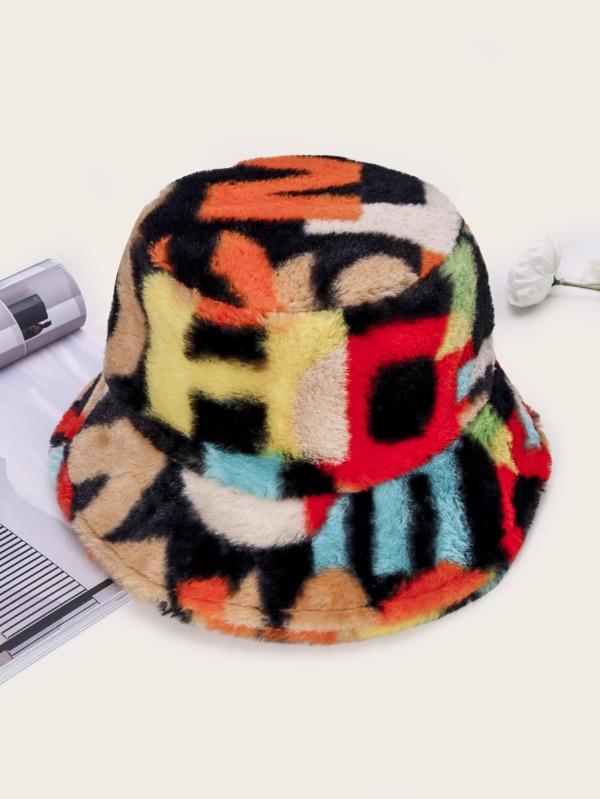 Colorblock Plush Bucket Hat - INS | Online Fashion Free Shipping Clothing, Dresses, Tops, Shoes