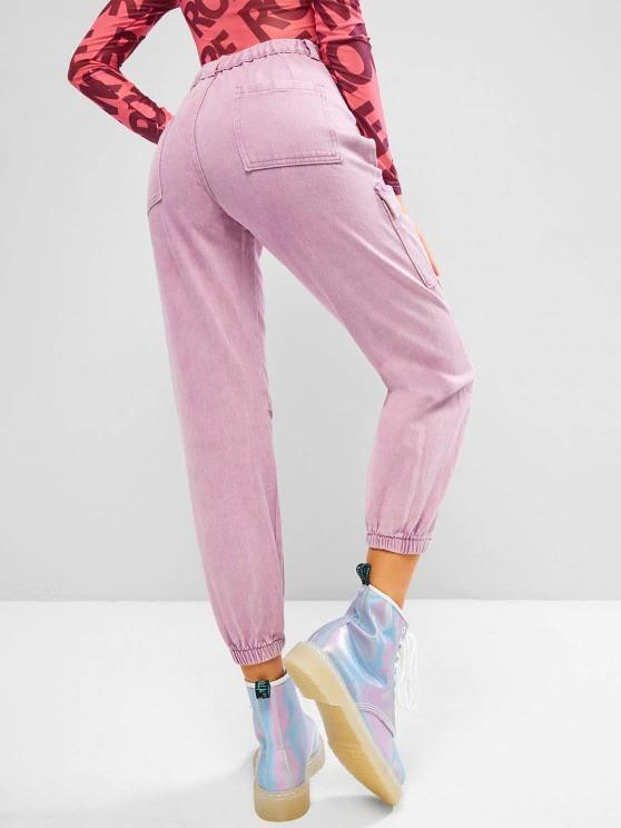 Colored Cargo Jogger Jeans - Jeans - INS | Online Fashion Free Shipping Clothing, Dresses, Tops, Shoes - 02/08/2021 - Casual - Color_Pink