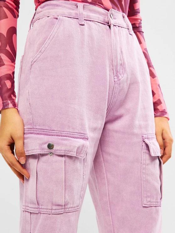 Colored Cargo Jogger Jeans - Jeans - INS | Online Fashion Free Shipping Clothing, Dresses, Tops, Shoes - 02/08/2021 - Casual - Color_Pink