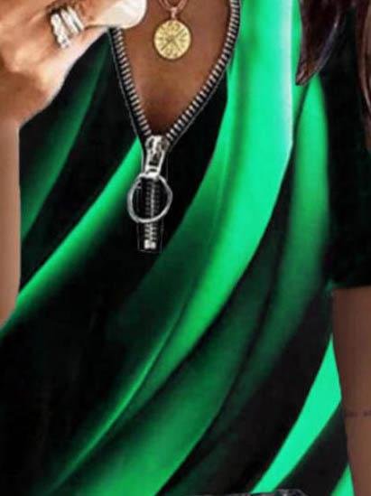 Colorful Printed Short Sleeved T-shirt - T-shirts - INS | Online Fashion Free Shipping Clothing, Dresses, Tops, Shoes - 04/06/2021 - Color_Blue - Color_Green