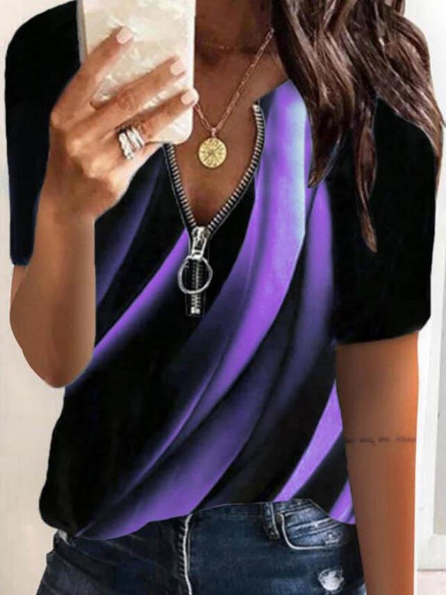 Colorful Printed Short Sleeved T-shirt - T-shirts - INS | Online Fashion Free Shipping Clothing, Dresses, Tops, Shoes - 04/06/2021 - Color_Blue - Color_Green